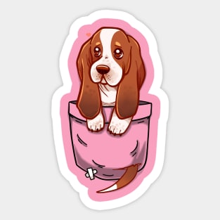 Pocket Cute Basset Hound Puppy Sticker